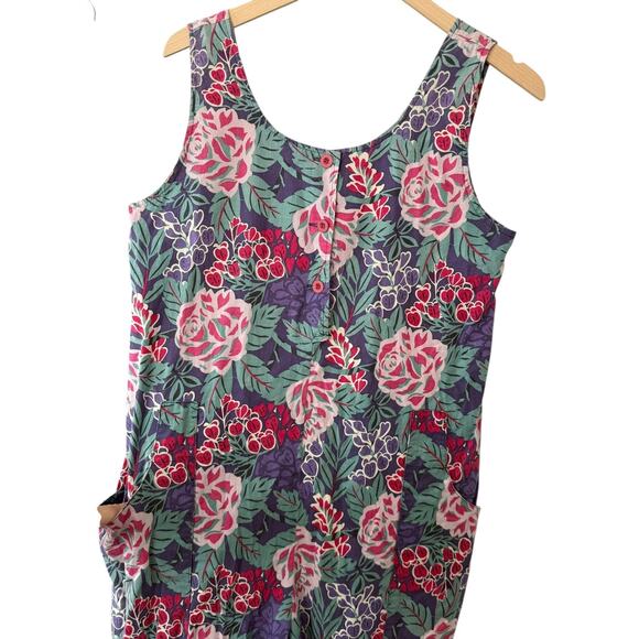 Laura Ashley Floral Sleeveless Jumpsuit Button Front Scoop Neck Size 10 - Picture 7 of 12
